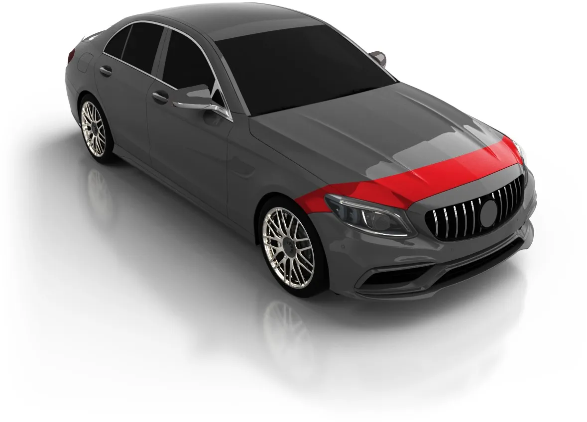 Basic hood and fender strip PPF coverage